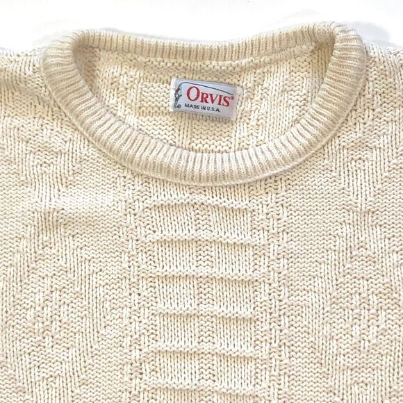 Orvis Women's Cream Cotton Crewneck Sweater Medium - Picture 3 of 7
